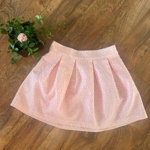 Kensie Blush Pink Textured Jacquard Skater Skirt | Pleated A-Line Mini Size 8
